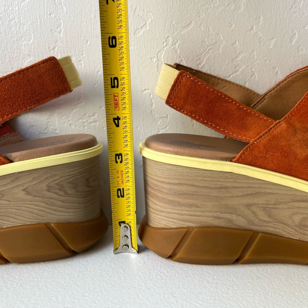 Sorel Joanie lll Sandals Women's 10.5 Orange Suede Slingback Wedge Platform NEW - Picture 11 of 13